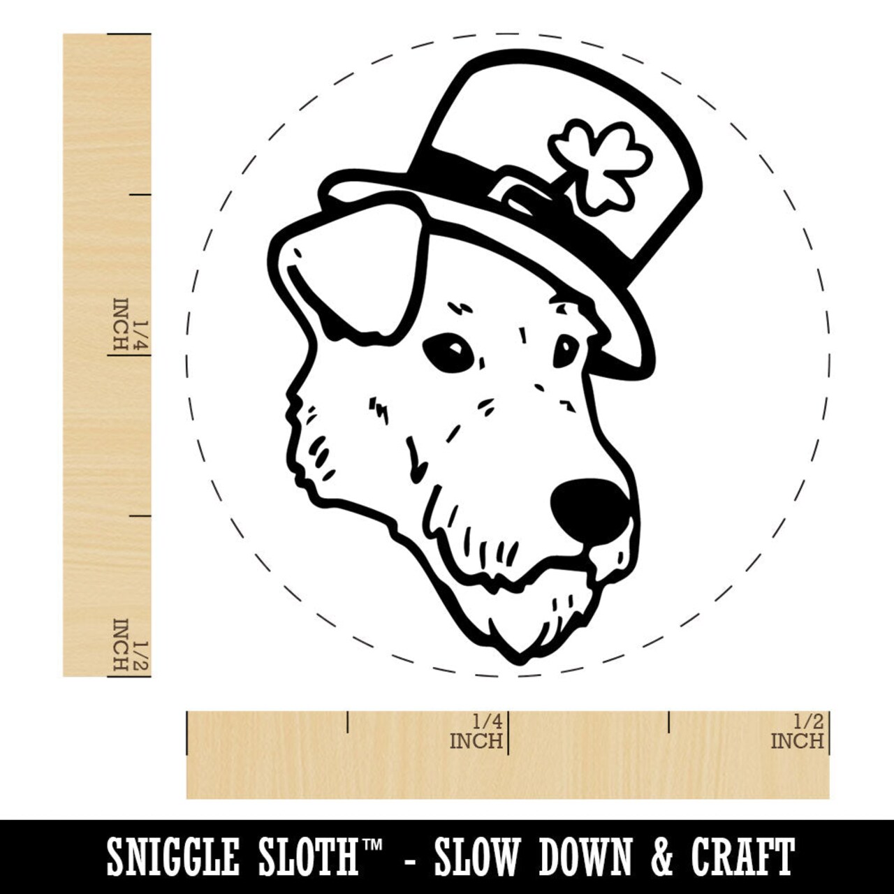Irish Terrier Dog with Leprechaun Hat Saint Patricks Day Rubber Stamp for Stamping Crafting Planners